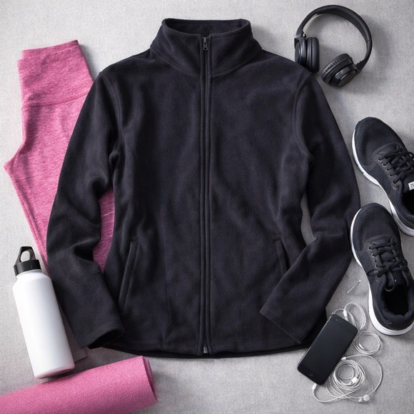 Reebok Tops - LogoAthletic by Reebok Black Full-Zip Fleece Jacket – XX-Large